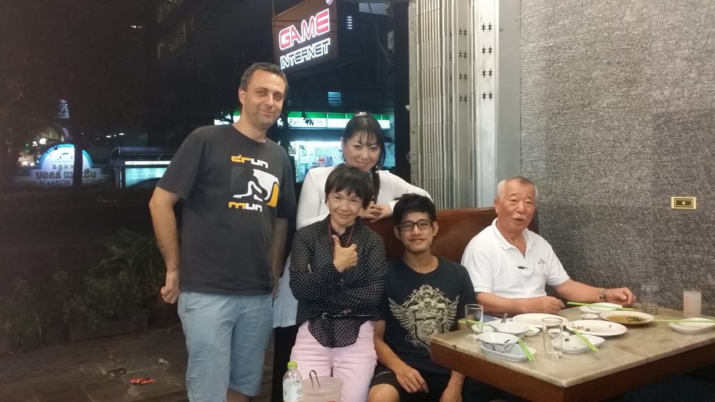 Renbukan Aikido Bangkok senseis, senpais and Logen having dinner 2014 (with Fukakusa Shihan)